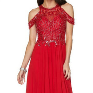 Red Sleeveless Bridesmaid Long Dress